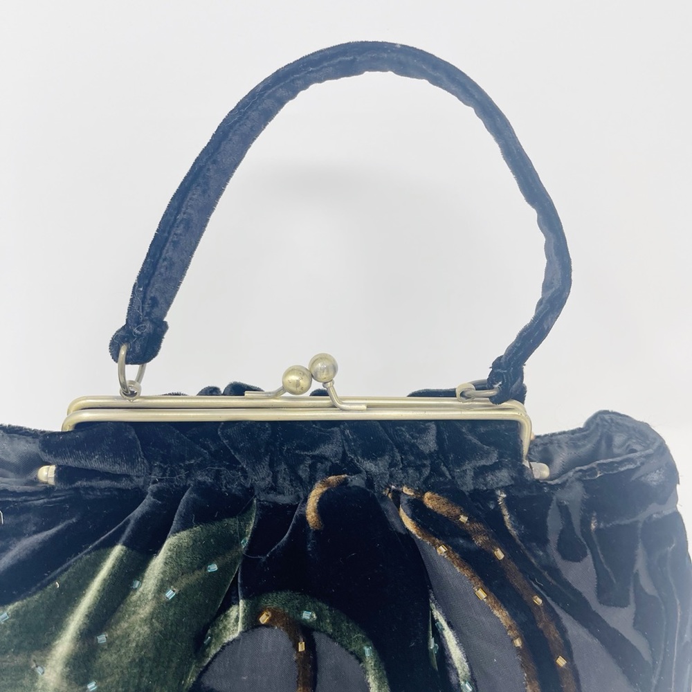 Tan velvet satchel handbag purse multicolor - Picture 2 of 10